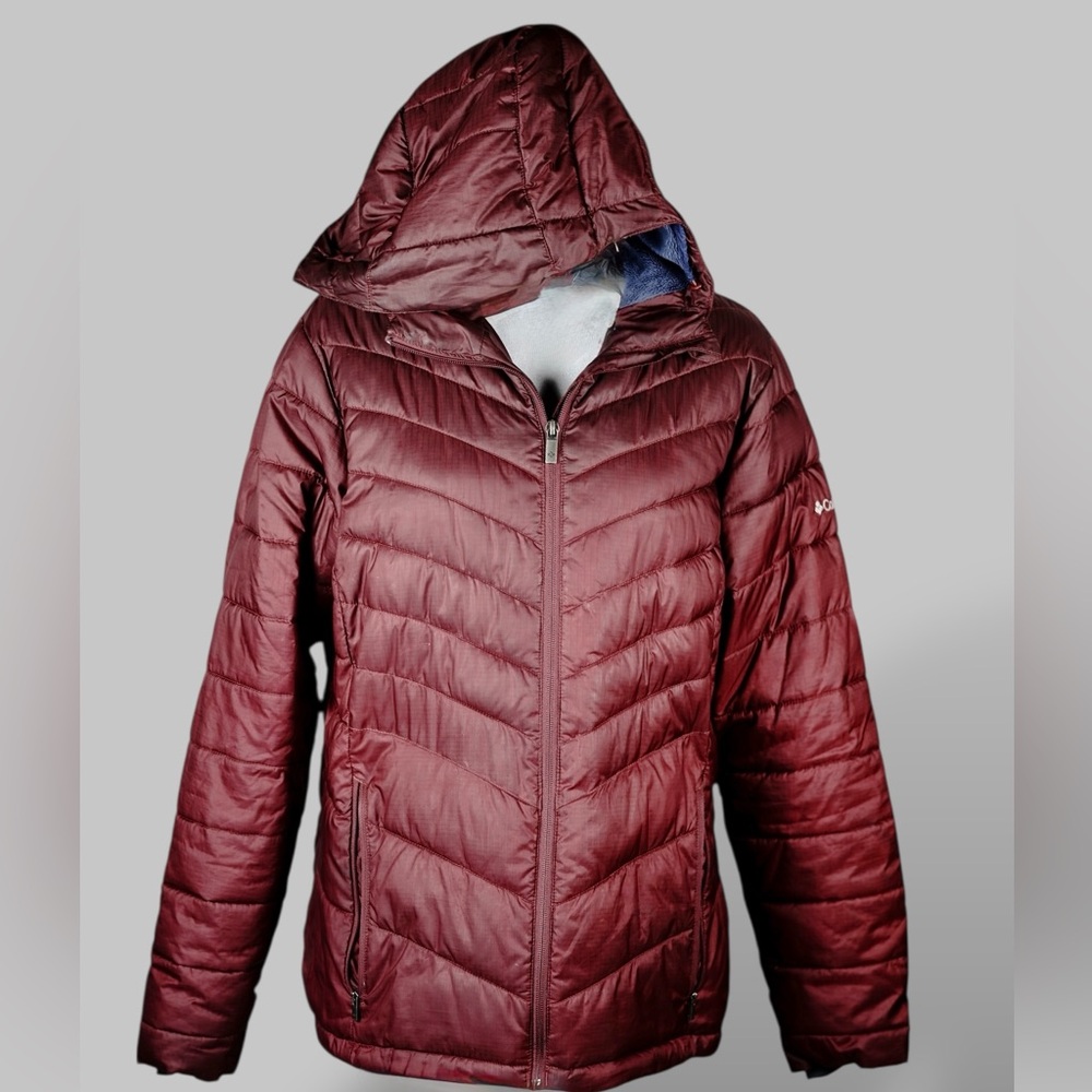 Columbia Womens Omni-Heat Insulated Hooded Burgundy Jacket L Winter Outdoor - Picture 5 of 17